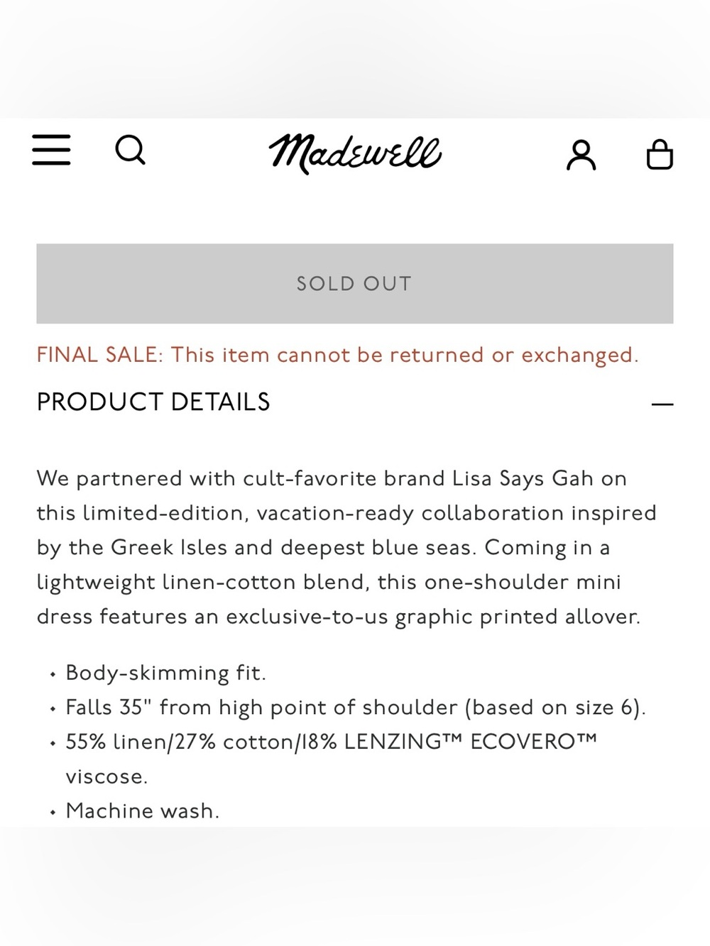 Madewell x Lisa Says Gah! One Shoulder Mini Dress - Picture 2 of 6